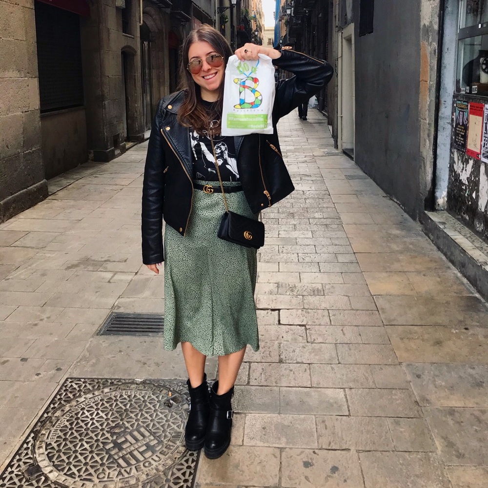 Long green midi skirt